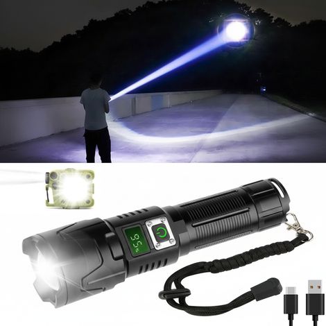 A09 LED Flashlight Kit: 6000 lumens, 50 watts, rechargeable, tactical, COB survival.