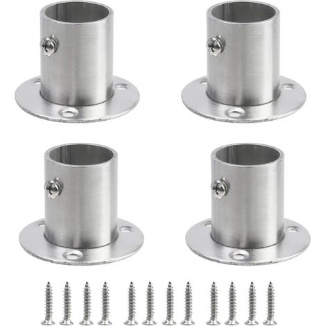 Un ensemble de 4 supports en acier inoxydable avec brides, 25 mm, pour fixer la tringle à rideau de douche. (1/5)