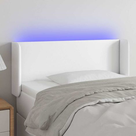 vidaXL Cabecero con LED cuero sintético blanco 103x16x78/88 cm (1/5)