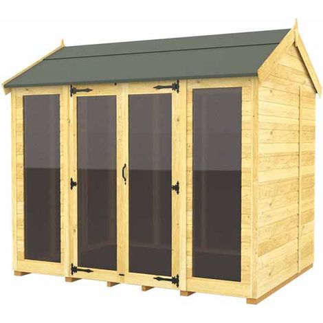 8ft x 8ft Apex Summer House (Full Height Window) - Wood - L243 x W231 x H217 cm