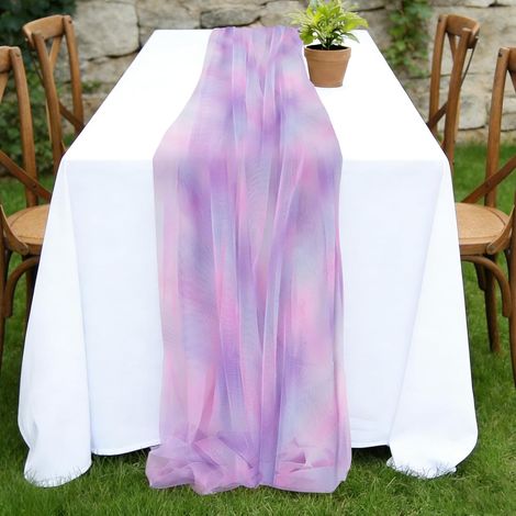 Chemin de Table Mariage en Mousseline Arc-en-Ciel 75x275cm Décoration de Table Runner Brillante à Dégradé, Tulle pour Fête de Mariage Douche, Baby Shower, Anniversaire et Cuisine (1/5)