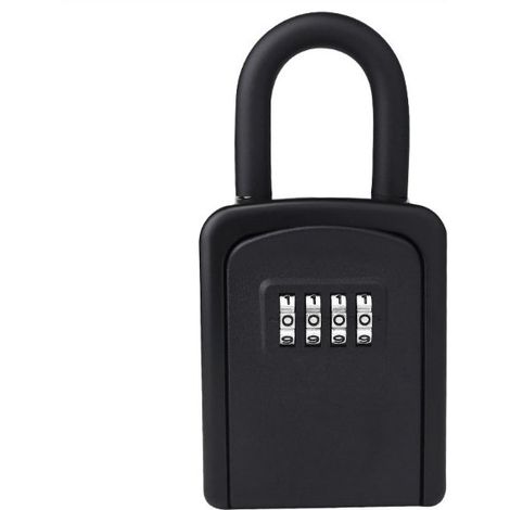 Boîte à Clé Sécurisée, Boite a Clé avec Code [Anti-intempéries] [avec Amovible Anse] Mini Boîte à Clefs Securisee Portable Code Réinitialisable pour Utilisation Extérieur et Intérieur (Noir)- (1/5)
