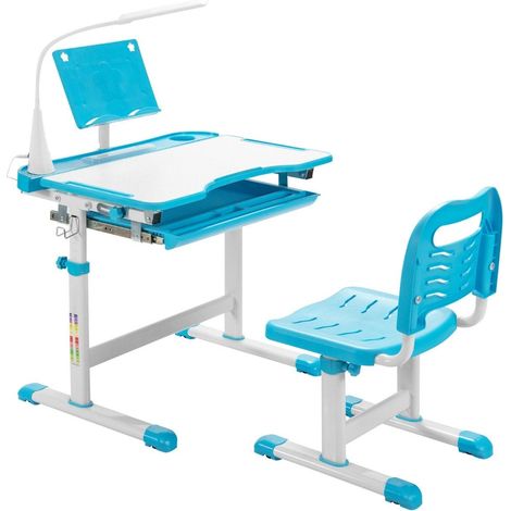 Kindertisch kinderschreibtisch set mit bucherstander led licht fur jungs madchen blau