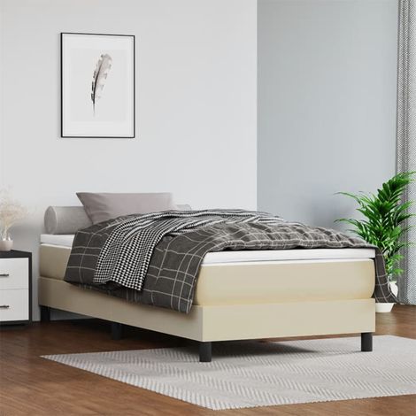 Taschenfederkernmatratze Mittel Creme 90x200x20 cm Kunstleder