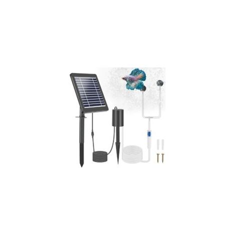 Bomba solar para estanques, bomba solar de 3 W con batería de 2200 mAh, 3 modos, bomba de aire para estanques con tubo de oxígeno y 2 difusores de aire - Crezuo