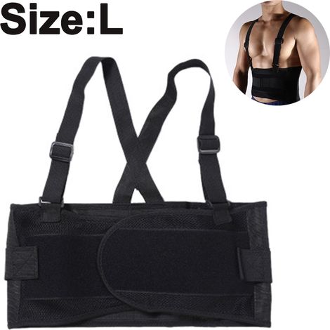 Ceinture lombaire avec bretelles - Légère et respirante - Soutien lombaire pour soulager les douleurs du bas du dos - Idéale pour la posture, le travail et la salle de sport - Couleur noire (1/5)