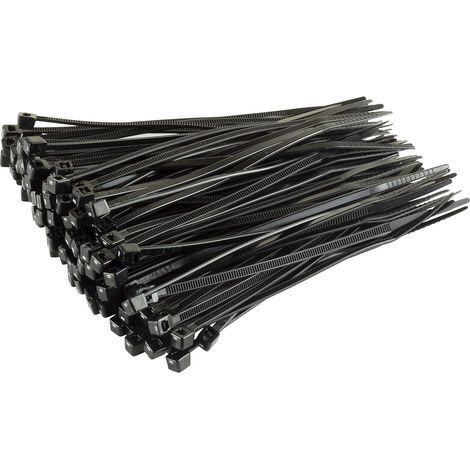 GENERIC-250pcs Colliers de serrage en plastique petits, colliers de serrage noirs ,Série 5, longueur 350 mm (1/2)
