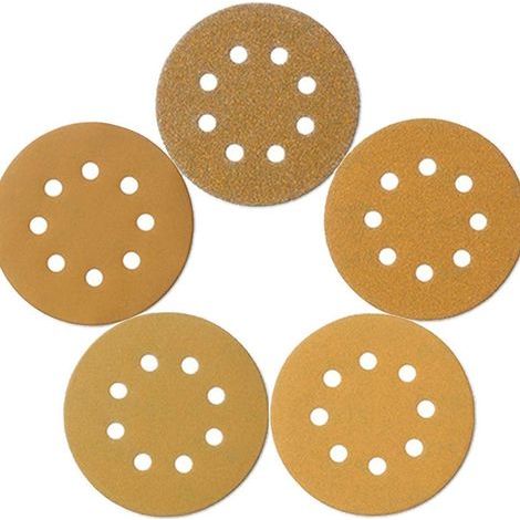 Disques Abrasifs Auto-agrippants 125mm 8 Trous - 100 Pièces, Papier de Ponçage Mixte Grain 60/80/120/240/320, Disques Ponceuse Orbitales, Crochet et Boucle, Pour Meulage et Polissage du Bois et Métal (1/5)