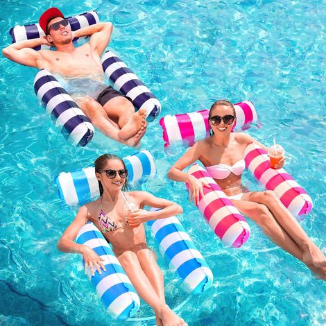 Amaca galleggiante gonfiabile, galleggiante gonfiabile 4 in 1 per piscina, amaca galleggiante inclinabile, amaca acquatica, giocattoli da piscina per spiaggia, feste e vacanze (1/5)