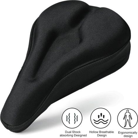 Housse de selle de vélo en gel noir, imperméable, protection en plastique pour vélo d'intérieur, rembourrée en gel pour homme (1/5)