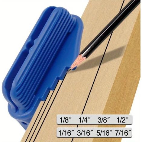 Calibrador de marcado de precisión de ABS azul, herramienta de marcado para carpintería y bricolaje, graduación clara. (1/5)