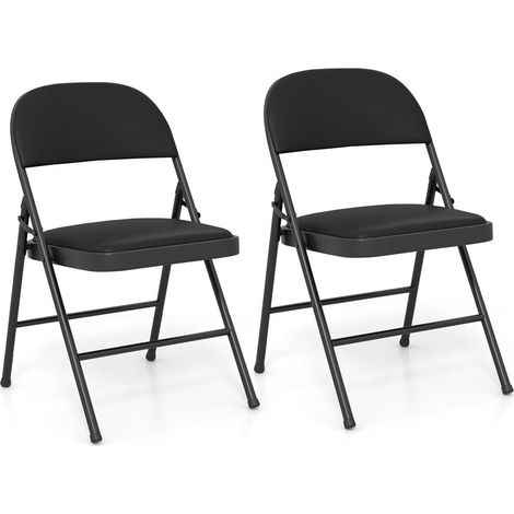 Pour salle de réunion, école ou restaurant, 2 chaises pliantes noires intérieur extérieur, pliage rapide, pieds antidérapants (1/5)
