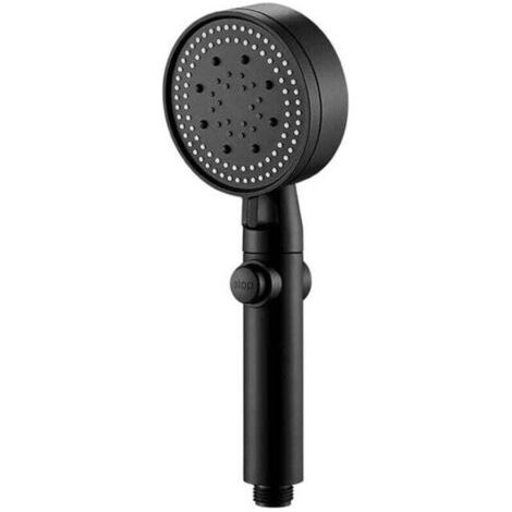 Pommeau de douche économie d'eau noir 5 modes réglable douche haute pression une touche arrêt massage de l'eau douche écologique salle de bain accessoire (1/5)