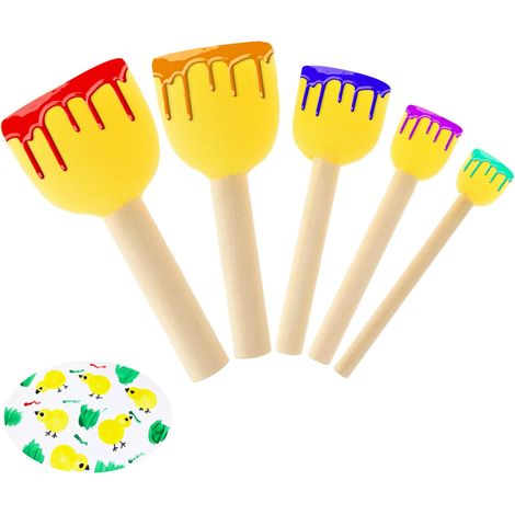 5 Pièces Pinceaux éponge Ronds,Pinceaux en Mousse - 15-20-30-40-50 mm - Pinceau Mousse Peinture pour Peinture à l'huile étudiants Débutants Artistes (1/5)