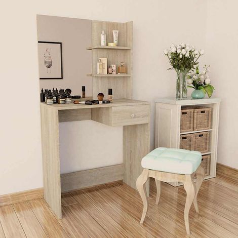 Coiffeuse Table console - Meuble de chambre Aggloméré 75 x 40 x 141 cm Chêne BV269628 - BonneVie (1/4)