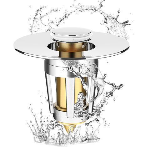 Bonde de Lavabo Pop Up Universel 28-45mm, Acier Inoxydable Flitre de Vidange Anti-Bloqué, pour Cuisines et salles de Bain (1/5)