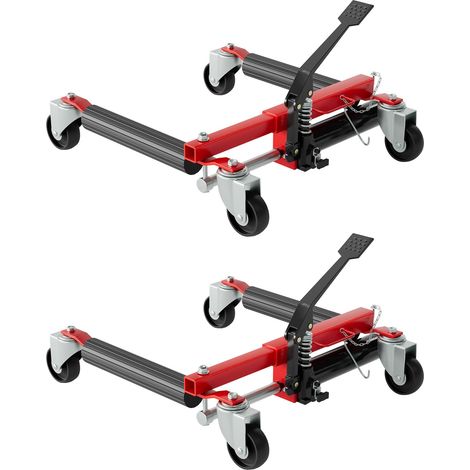 Chariots hydrauliques pour roues de voiture – Capacité 1 360 kg (3 000 lbs) – Positionnement rapide avec pédale – Parfait pour réparation, rangement – Lot de 2 – Bordeaux 2-pack (1/5)