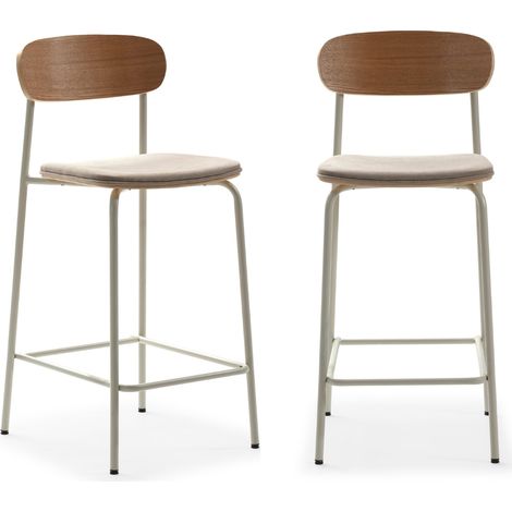 Set di 2 sgabelli in tessuto con gambe in metallo H66 cm - ADRIANA