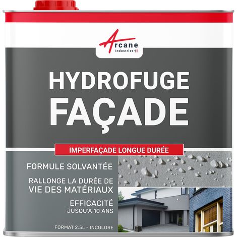 Arcane Industries – Imperméabilisant hydrofuge façade 2.5 L – Pour murs, pierres, briques, crépis – Résistant aux UV, effet perlant, durable jusqu'à 10 ans