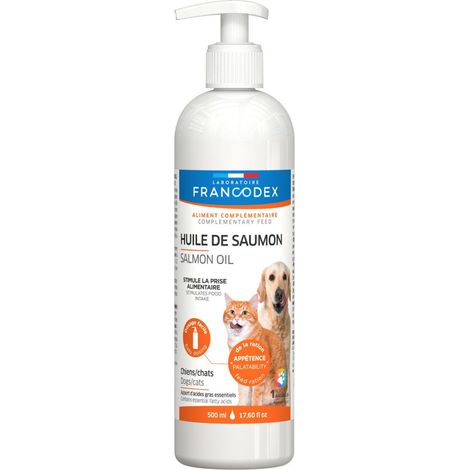 Huile de Saumon Pour chiens et chats, flacon de 500 ml - Francodex (1/2)