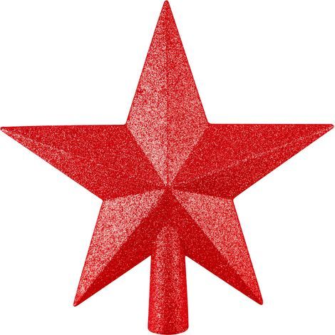Mini chapeau de sapin de Noël, 4,3 pouces pour petits sapins de Noël, décoration étoile à paillettes incassable (rouge) (1/5)
