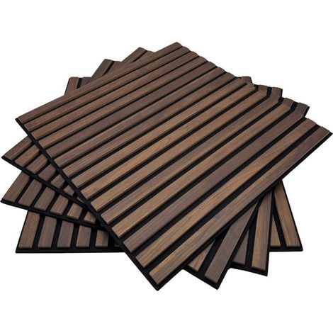 Pannello Fonoassorbente Doghe in MDF Rivestimento colore Noce 60x60 conf. 4 Pz Noce (1/5)