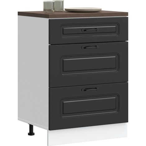 Küchenunterschrank „Kalmar“ Schwarz Holzwerkstoff