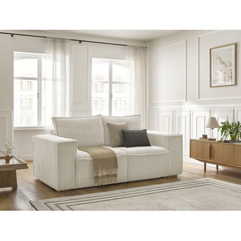 BOBOCHIC - Canapé droit convertible CHELSEA ouverture express gros côtelé doux 160x200 Beige (1/5)