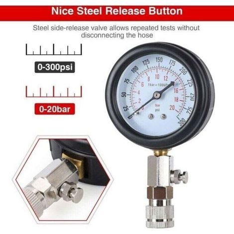Testeur De Compression - Kit 9 Pièces Avec Testeur De Bougie - Pour Moteur Moto Voiture Tronçonneuse Motoneige Moteur Hors-Bord - 1 Unité (1/4)