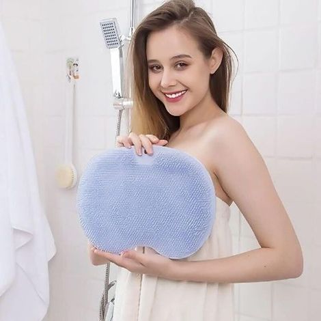 Tappetino massaggiante per la schiena in silicone antiscivolo, detergente per massaggi con ventose antiscivolo, massaggiatore esfoliante per la schiena - Pulisce, esfolia e massaggia la schiena (blu) (1/4)
