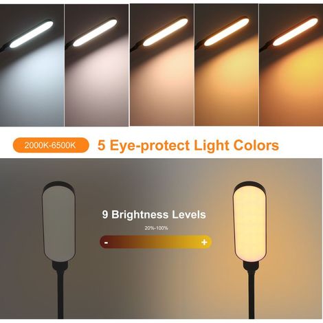 TONYSA Neoglint Lampadaire LED Lampes sur pied modernes Lampe de lecture 9 niveaux de luminosité et 5 couleurs Télécommande tactile pour salon, chambre à coucher, bureau (1/4)