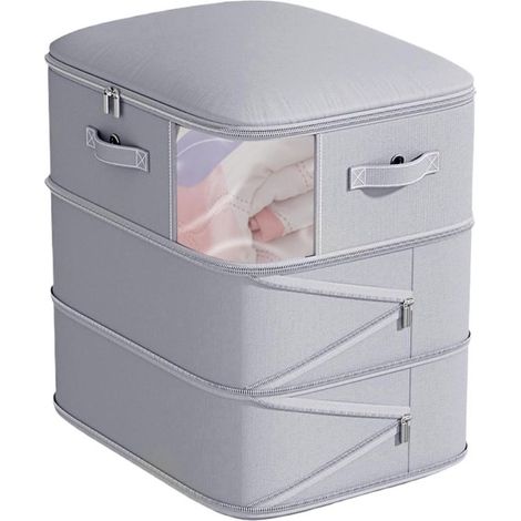 Bolsa organizadora para edredones - Organizador de mantas - Ahorra espacio - Gran capacidad - 54x42x60cm - Gris