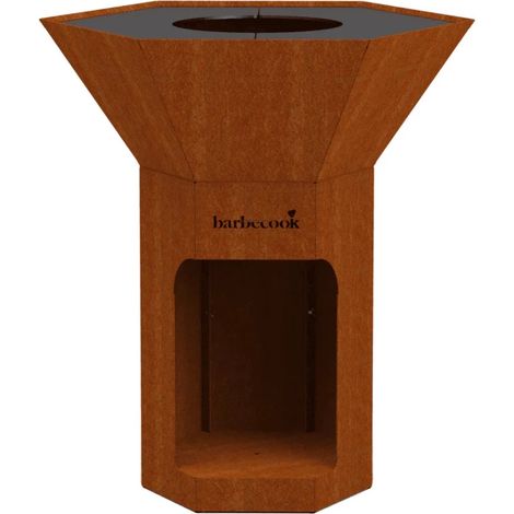 barbecue a legna barbecook "nestor" ruggine con griglia 89x90 cm (1/7)