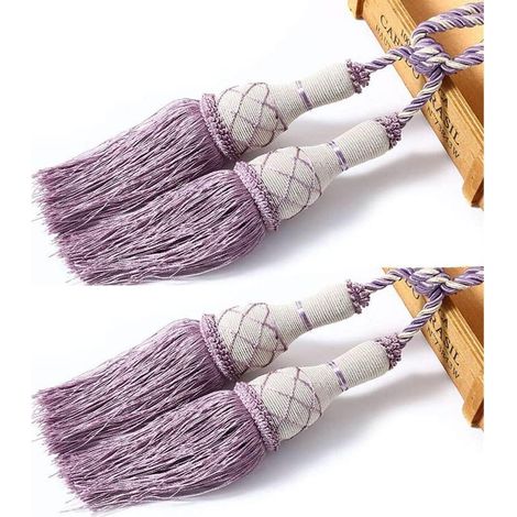 Embrasse de rideaux à pompons pour décoration de fenêtre, 2 pièces (E)