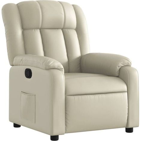 Fauteuil inclinable en similicuir beige (1/5)