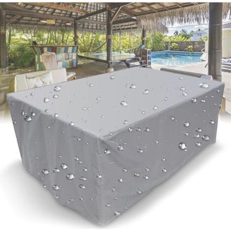 Gartenmöbelabdeckung, rechteckige, wasserdichte Schutzhülle aus 210D-Material mit Kordelzug für Terrassen- und Gartenmöbel (1/4)