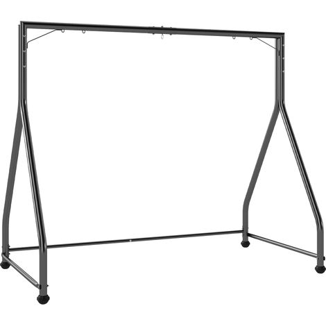Outsunny soporte para columpio de acero estructura de columpio de 2 y 3 asientos o cesta colgante con patas forma a carga 360 kg 210x117x175 cm negro
