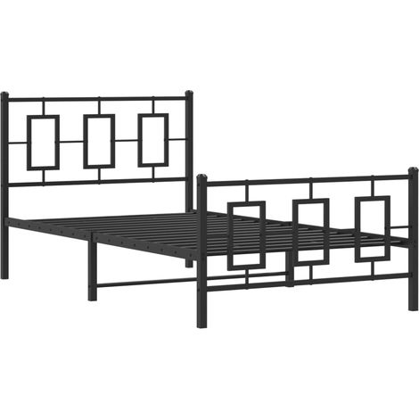 Cadre de lit métal sans matelas et pied de lit noir 100x200 cm vidaXL (1/5)