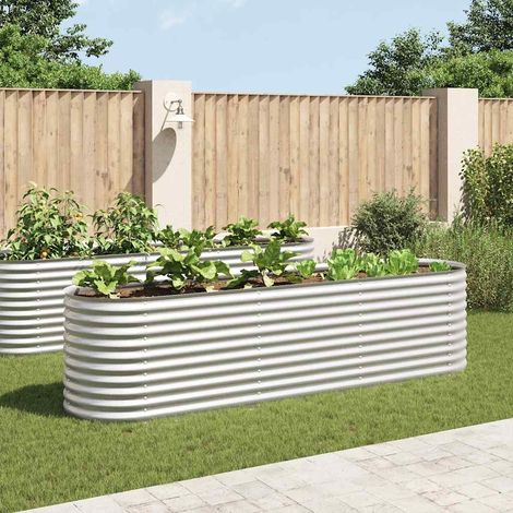 Garten-Hochbeet 320x80x81 cm Verzinkter Stahl Silbern