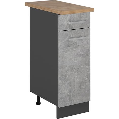Mueble bajo de cocina R-Line, Hormigón, 30 cm , ET Roble, Vicco