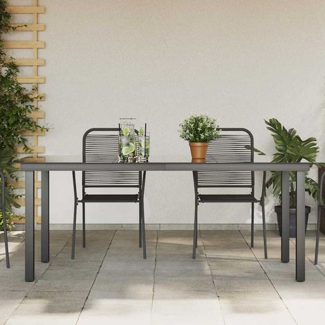 Teenpull – Gartentisch Schwarz 190x90x74 cm Aluminium und Glas (1/5)