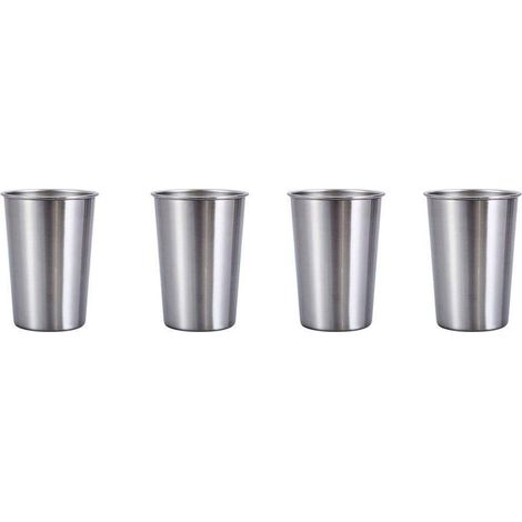 Ensemble de 4 tasses en acier inoxydable, tasses de voyage portables et résistantes, 350 ml (1/5)