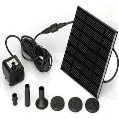 7V 1.2W Pompe Solaire Pour Fontaine, Pompe à Eau Solaire avec 6 Buses Kit de Fontaine Submersible sans Brosse，11x11cm，Longueur de ligne 3m (1/5)