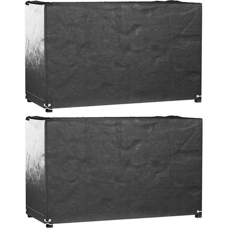 Lot de 2 Housses de Protection pour Meubles de Jardin Rectangulaires 170x94x70 cm – Imperméables, Anti-UV, en PE Noir avec Œillets et Corde de Fixation (1/5)