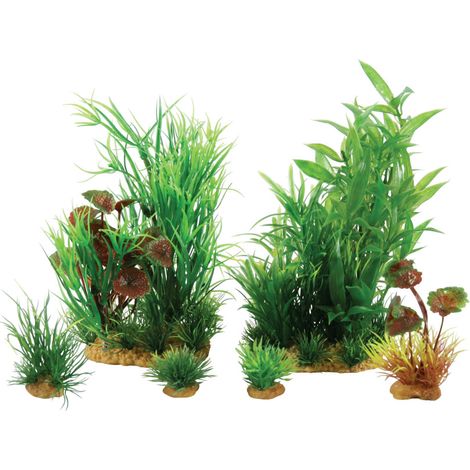 Jalaya n°2 plantes artificielles 6 pieces H 18 cm Plantkit décoration d'aquarium - zolux