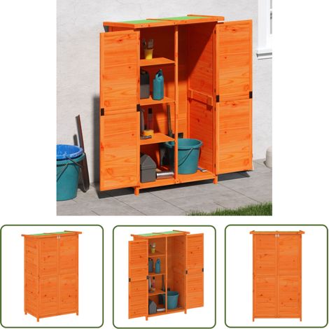 The Living Store Abri Ă outils de jardin marron 83x57x140 cm bois massif pin - Abri De Jardin - Cabane De Jardin - Rangement Exterieur - Outillage - Stockage Jardin (1/5)