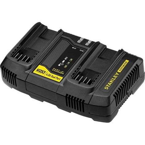 Stanley – Double chargeur 18V avec 2 batteries 4.0Ah – SFMCB24QW – Charge rapide en 60 min – Technologie lithium-ion V20