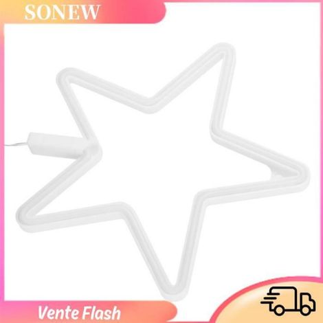 Sonew Lampe néon Lumière LED Forme d'Étoile Signe au Néon Lumière Néon pour Salon Fête linge d'interieur Couleur chaude Rose (1/5)
