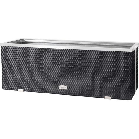 Rattan Pflanzenkübel rechteckig Anthrazit 108 x 39 x 43 cm
