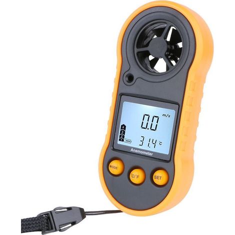 BRAVIX Digitales Windgeschwindigkeits-Anemometer, Windmesser zur Messung von Windgeschwindigkeit und Temperatur, Windmesser-Thermometer, Schwarz, Einzeln (1/5)